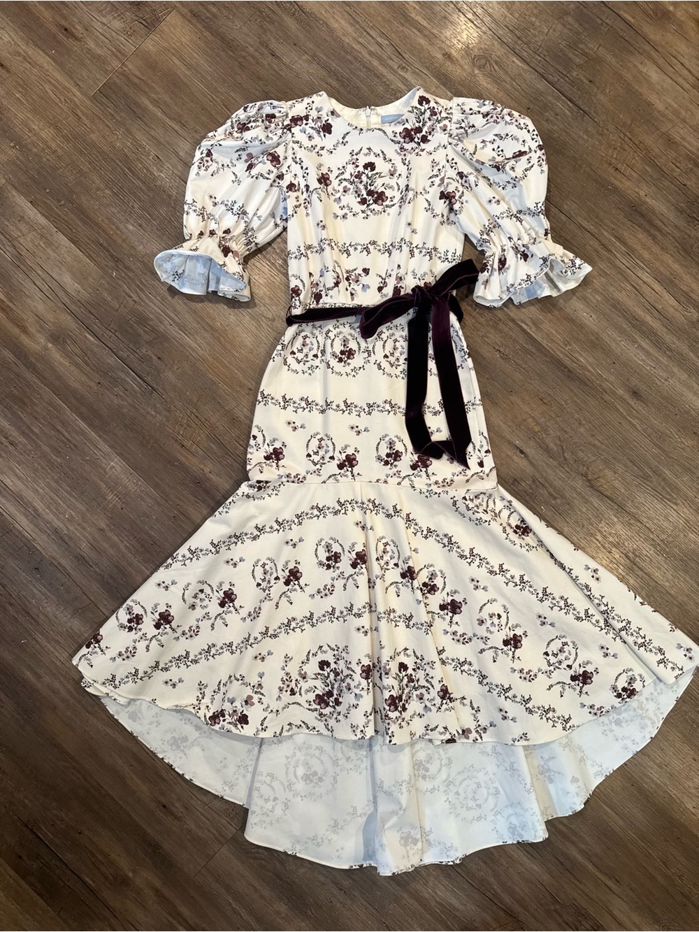 NWOT ANTONIO MELANI x Nicola Bathie Emilia Floral Print Drop Waist Dress Sz 2 - Picture 2 of 9